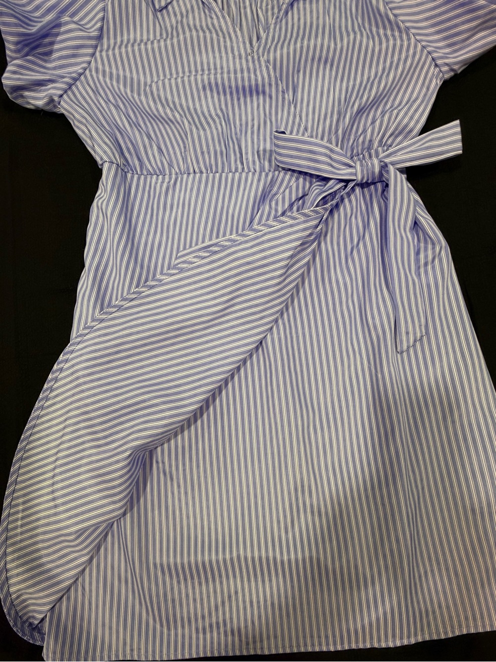 Striped Blue Tie-Waist Casual Dress